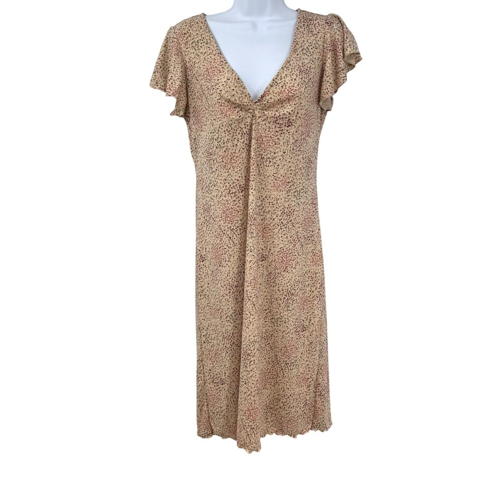 VTG Y2K New York & Company Midi Dress M Floral Flutter Sleeve Fairy Cottagecore